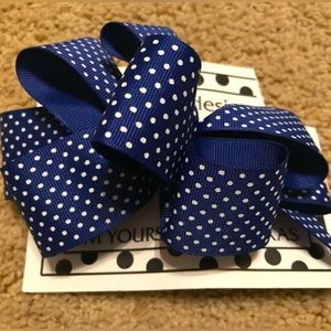 I’m Yours Hair Bow Royal Blue With White Polka Dots